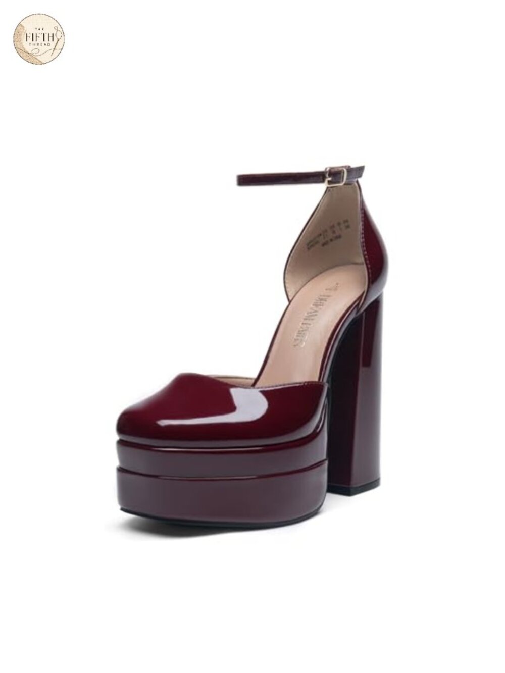 Faux Leather Platform Closed Toe Heels Square Toe Ankle Strap Women's Pumps